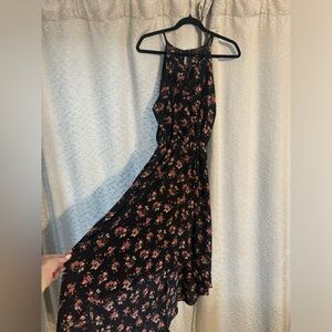 Black floral high low dress